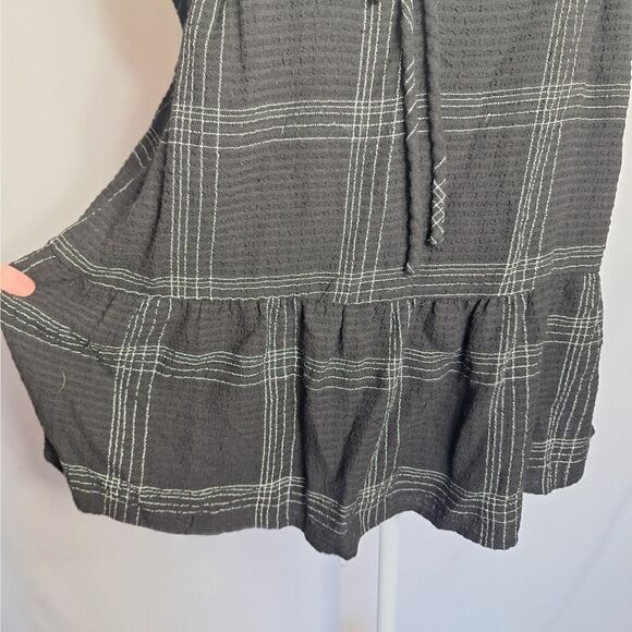Loft Womens Babydoll Top Black Plaid Cap Sleeve Flowy Whimsigoth Small - Picture 5 of 9